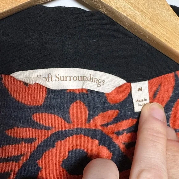 Soft Surroundings | Medium Red Black Calistoga Snap Front Long Sleeve Shirt - Picture 2 of 4